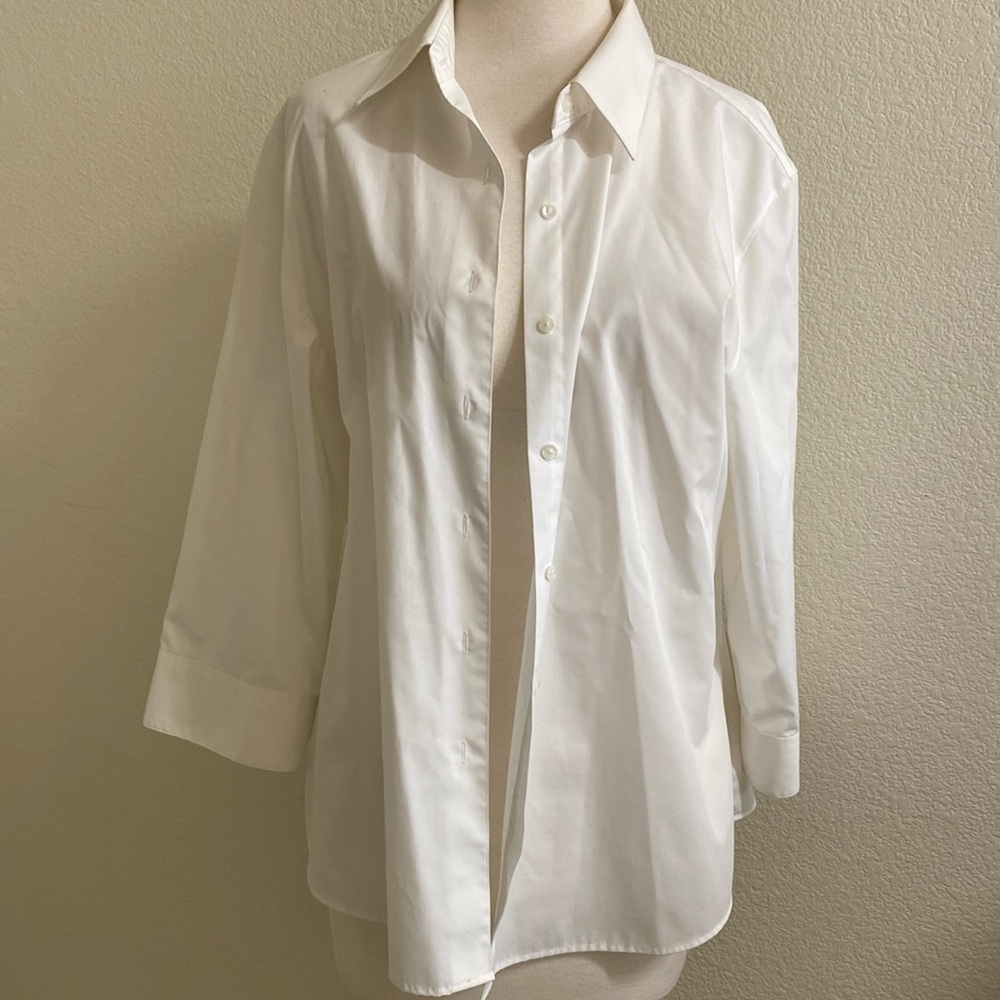 Foxcroft Crisp White Button Shirt large 12